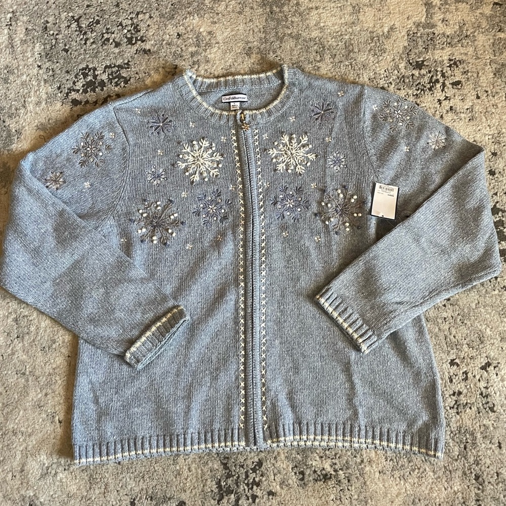 NWT Christmas Winter Snowflake Sweater SILK BLEND Large